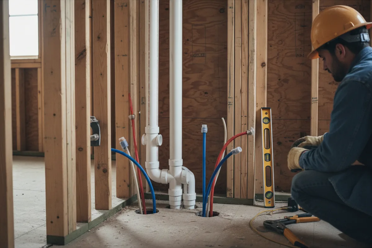 Drain and supply rough-in during Toilet Repair and Installation in Harvest